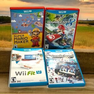 4 Nintendo Wii U video games Super Mario Maker, Mario Kart8, FitU, Nintendoland